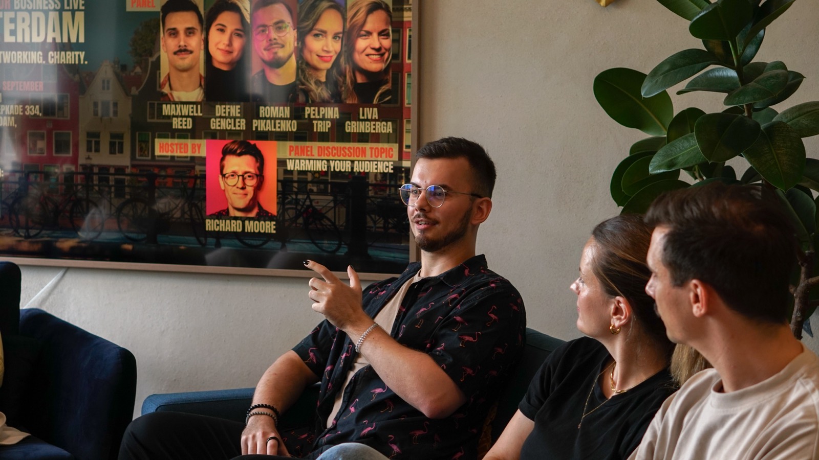 Roman Pikalenko speaking on a founder panel in Amsterdam